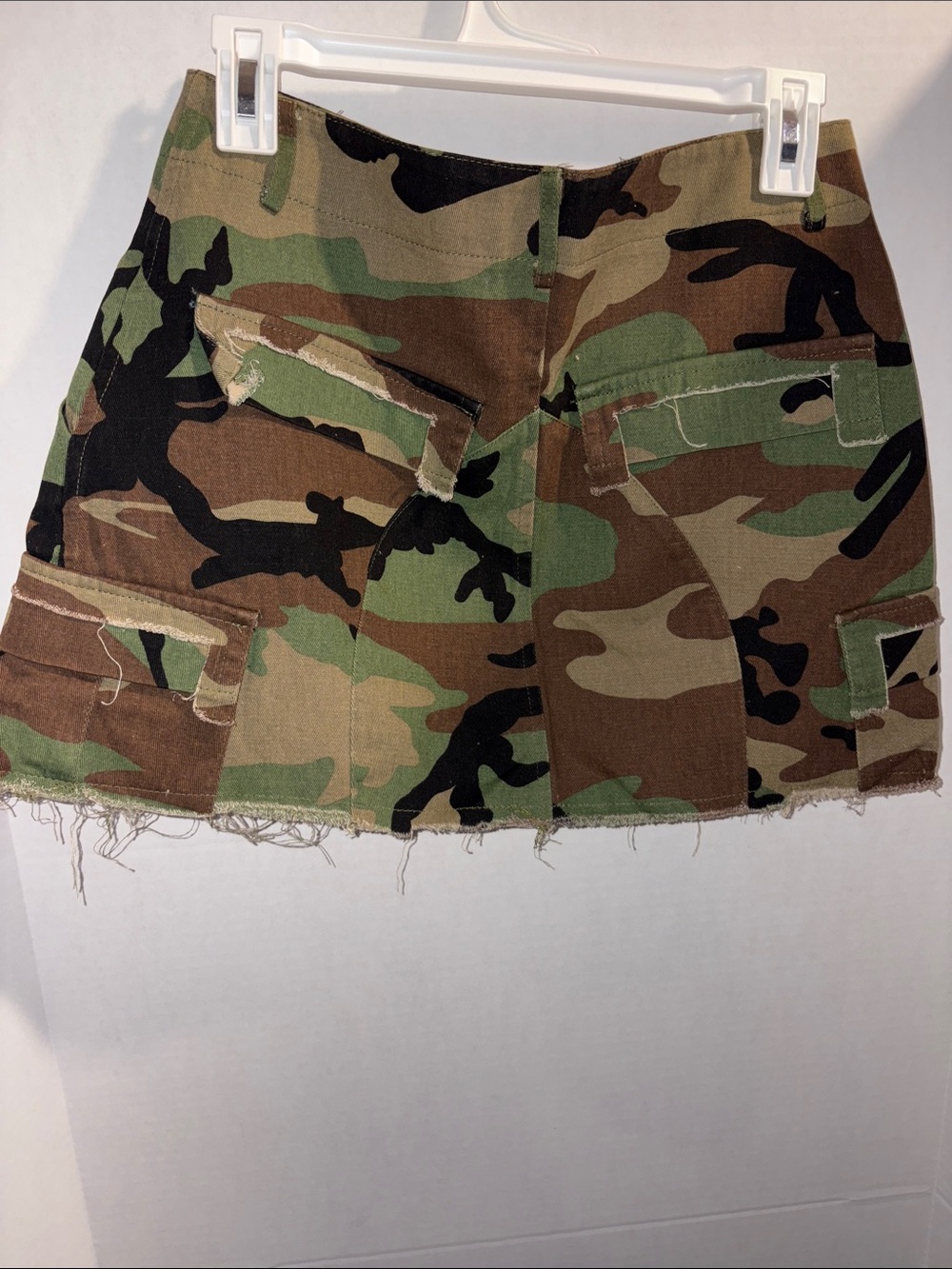 Distressed Camo Cargo Mini Skirt with Button Front - Picture 6 of 6